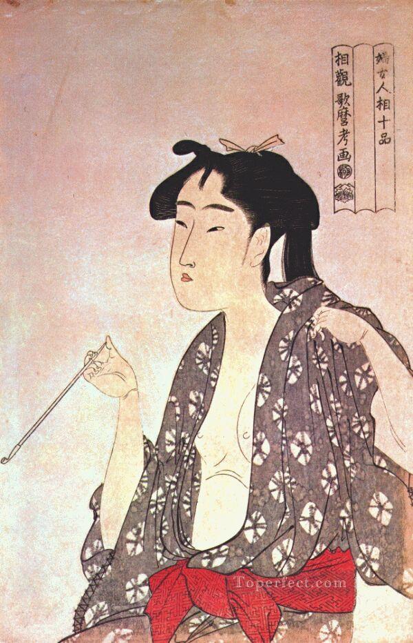 woman smoking Kitagawa Utamaro Ukiyo e Bijin ga Oil Paintings